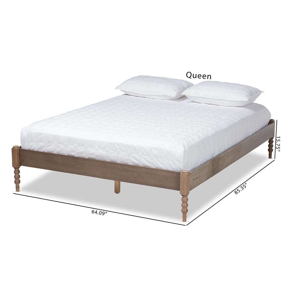 Baxton Studio Cielle French Bohemian Weathered Grey Oak Finished Wood Queen Size Platform Bed Frame. Picture 18
