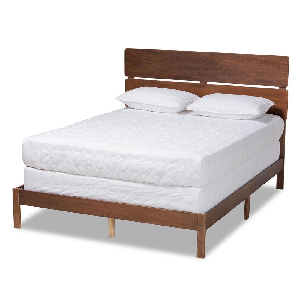 Anthony Modern and Contemporary Walnut Brown Finished Wood Queen Size Panel Bed. Picture 11