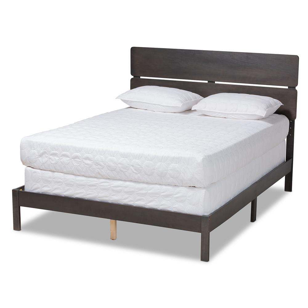 Anthony Modern and Contemporary Dark Grey Oak Finished Wood Queen Size Panel Bed. Picture 11