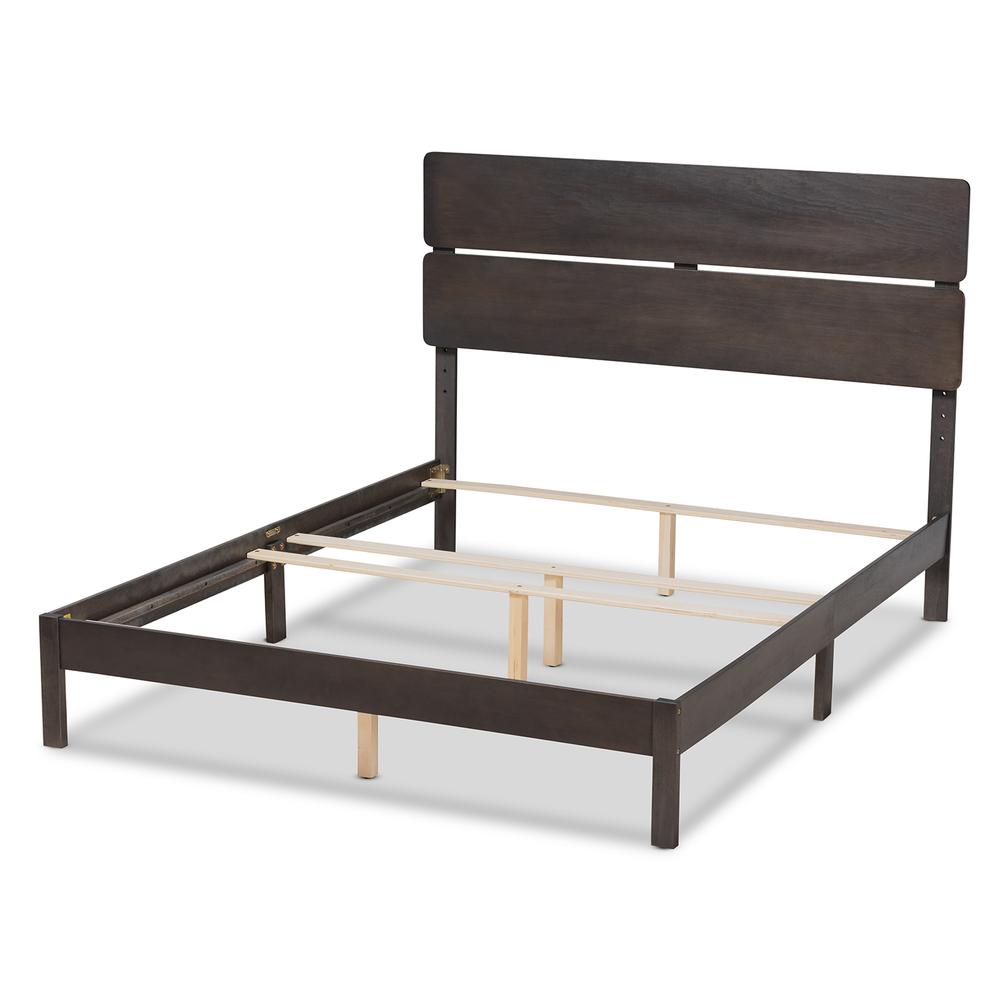 Anthony Modern and Contemporary Dark Grey Oak Finished Wood Queen Size Panel Bed. Picture 13