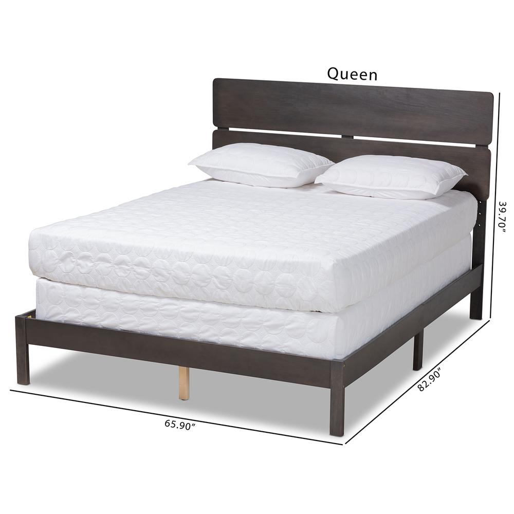 Anthony Modern and Contemporary Dark Grey Oak Finished Wood Queen Size Panel Bed. Picture 19