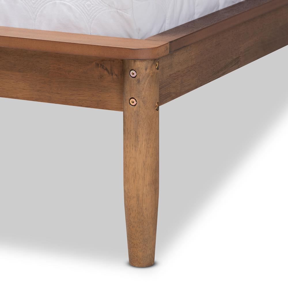 Sadler Mid-Century Modern Ash Walnut Brown Finished Wood Queen Size Platform Bed. Picture 15