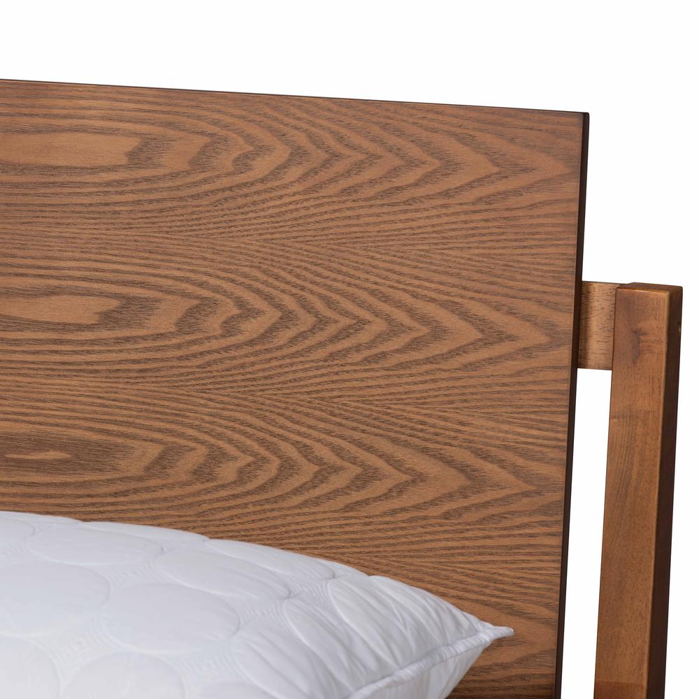 Giuseppe Modern and Contemporary Walnut Brown Finished Queen Size Platform Bed. Picture 14