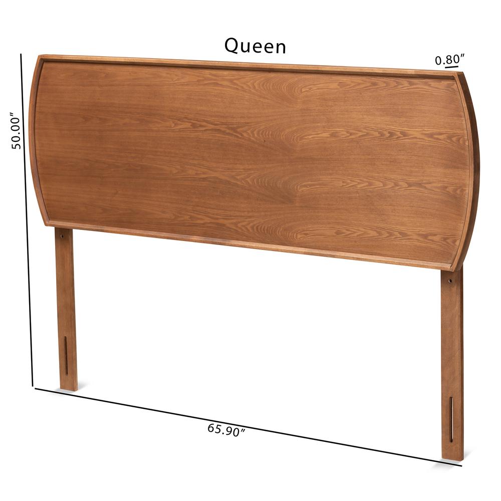 Laurien Mid-Century Modern Ash Walnut Finished Wood Queen Size Headboard. Picture 14