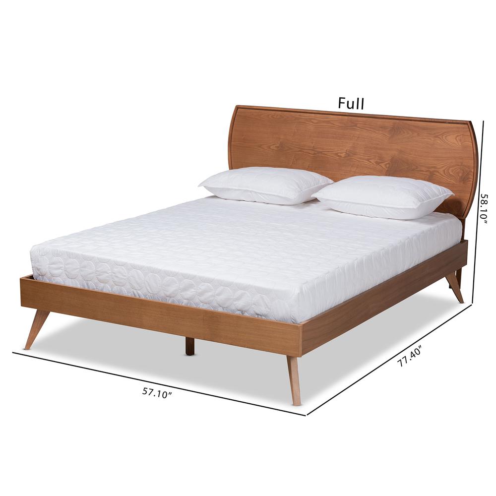 Aimi Mid-Century Modern Walnut Brown Finished Wood Queen Size Platform Bed. Picture 19