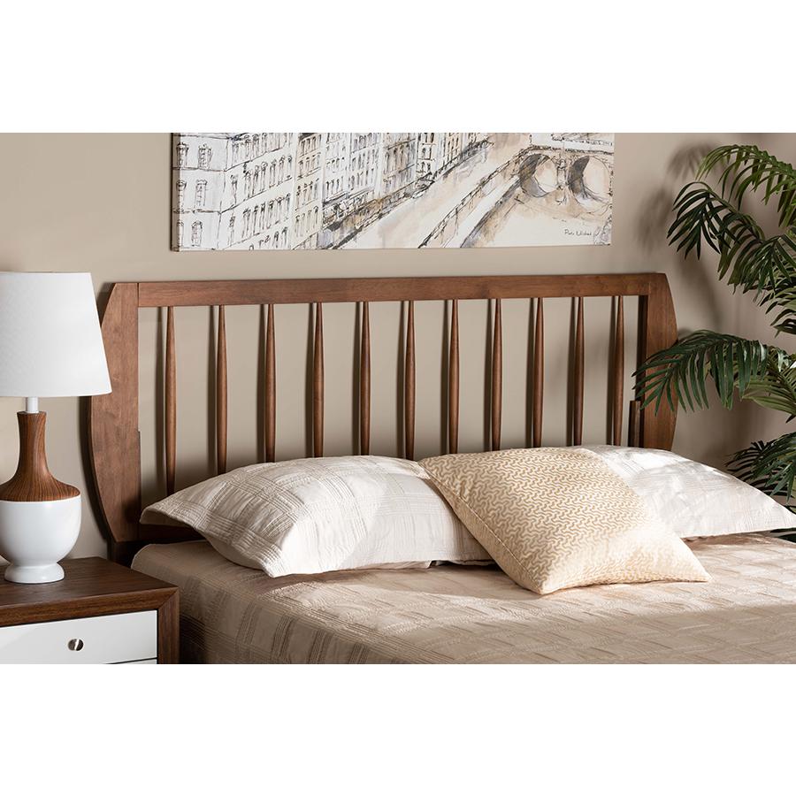 Norman Modern and Contemporary Transitional Ash Walnut Finished Wood Queen Size Headboard. Picture 8