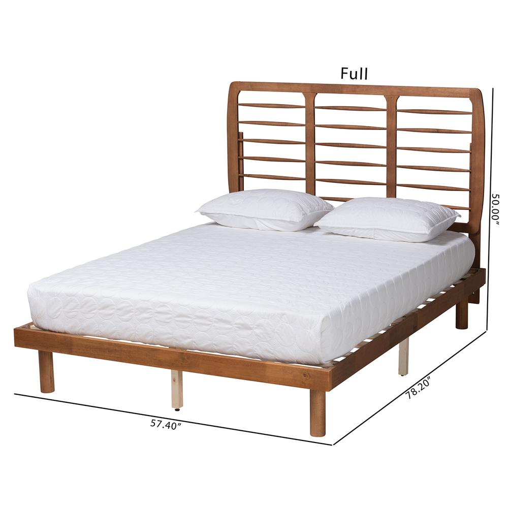 Petra Mid-Century Modern Ash Walnut Finished Wood Queen Size Platform Bed. Picture 18