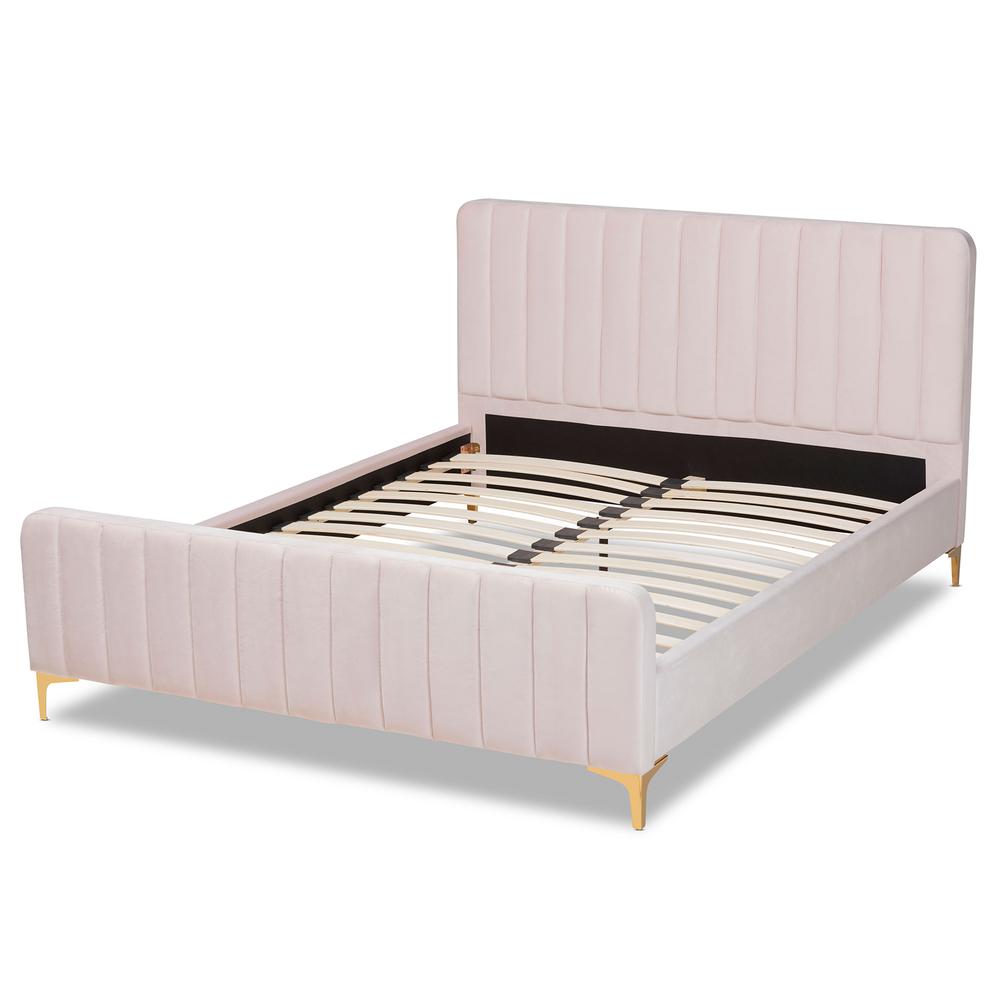 Gold Finished Queen Size Platform Bed. Picture 13
