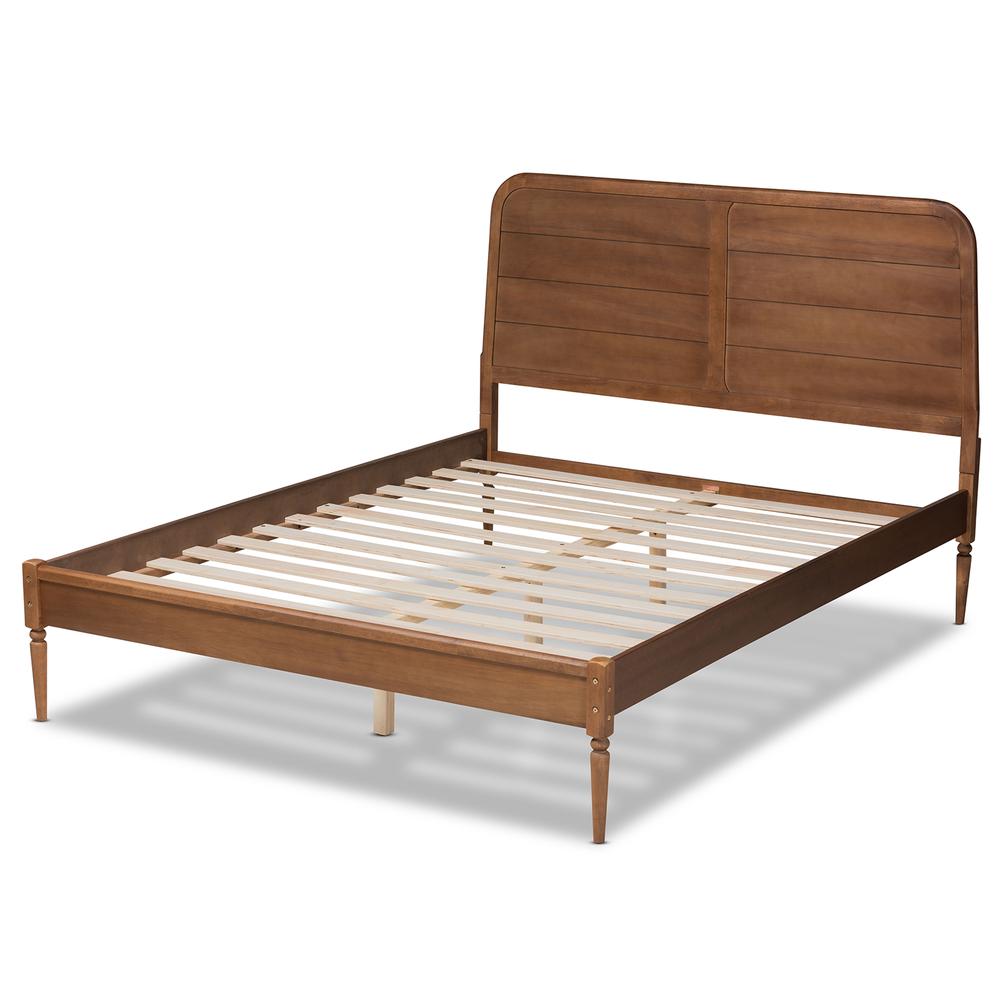 Traditional Walnut Brown Finished Wood Queen Size Platform Bed. Picture 14