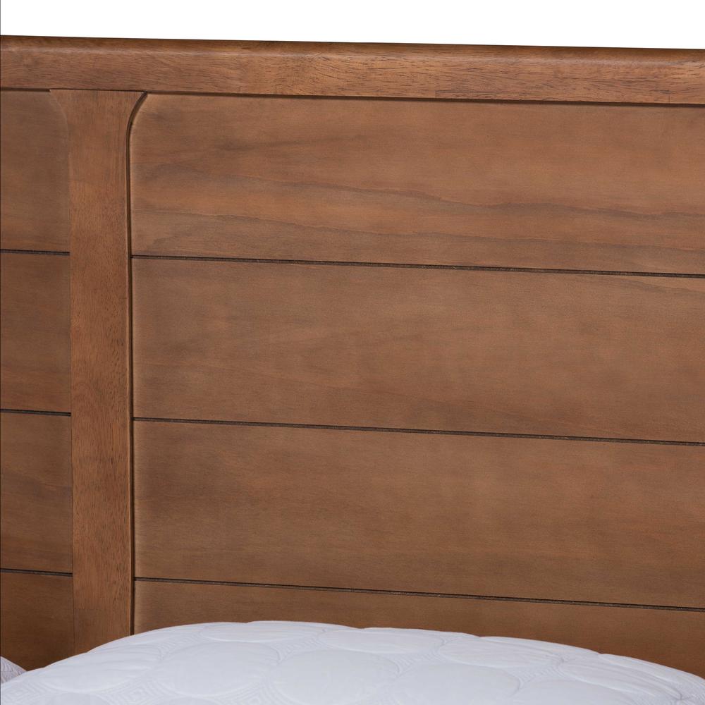 Traditional Walnut Brown Finished Wood Queen Size Platform Bed. Picture 15