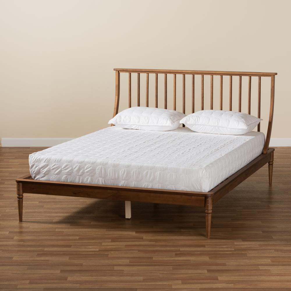 Traditional Transitional Walnut Brown Finished Wood Queen Size Platform Bed. Picture 19