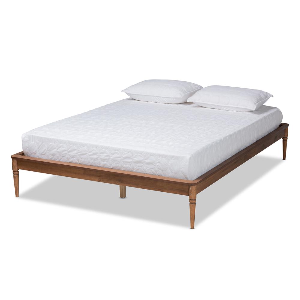 Tallis Classic and Traditional Walnut Brown Finished Wood Queen Size Bed Frame. Picture 11