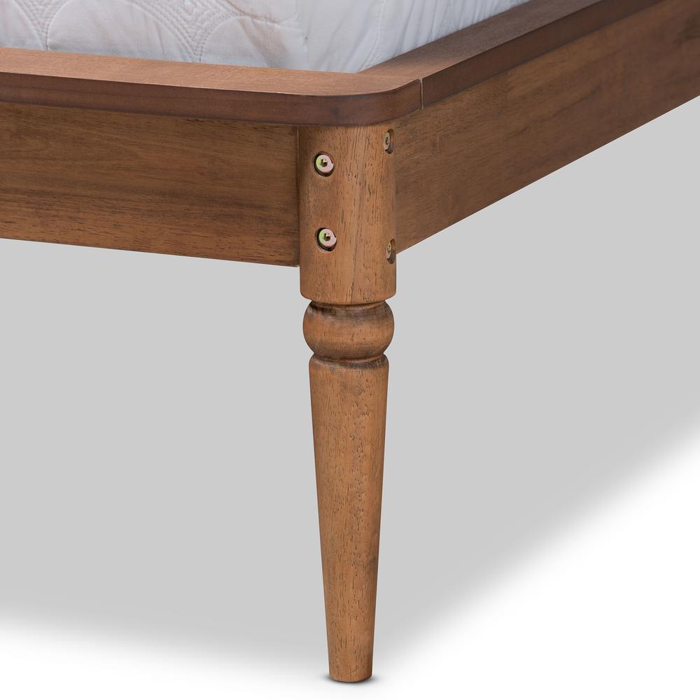 Tallis Classic and Traditional Walnut Brown Finished Wood Queen Size Bed Frame. Picture 14