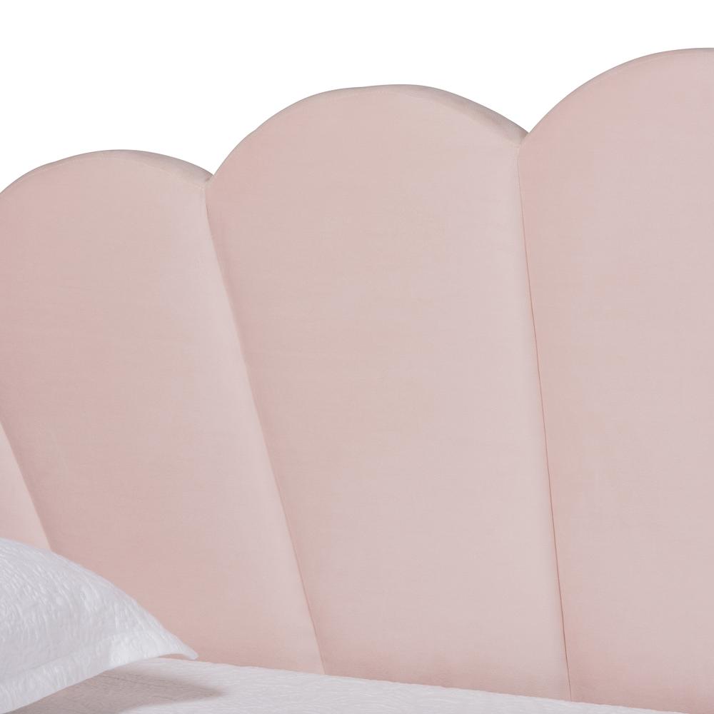 Light Pink Velvet Fabric Upholstered Twin Size Daybed with Trundle. Picture 19