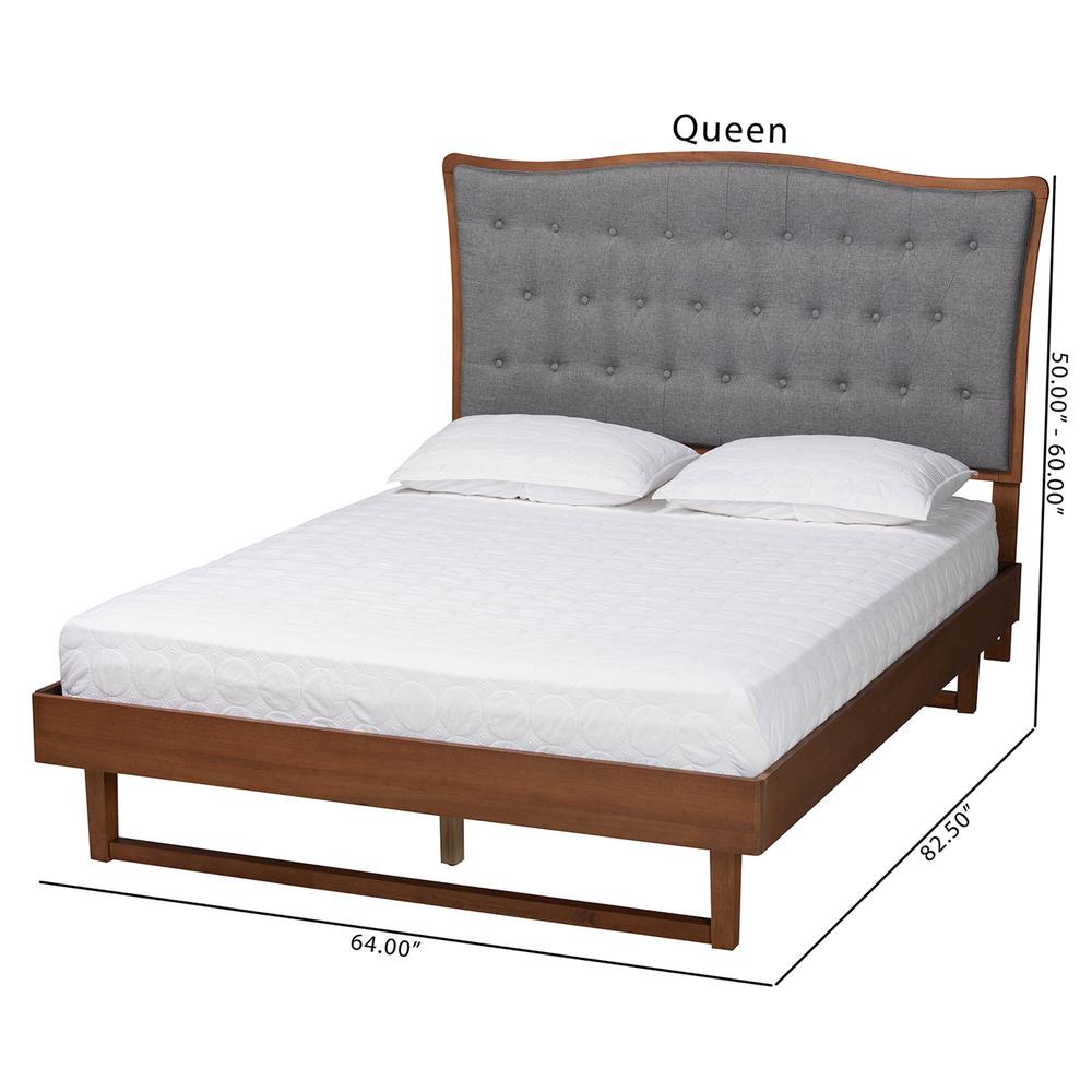 Walnut Brown Finished Wood Queen Size Platform bed. Picture 20
