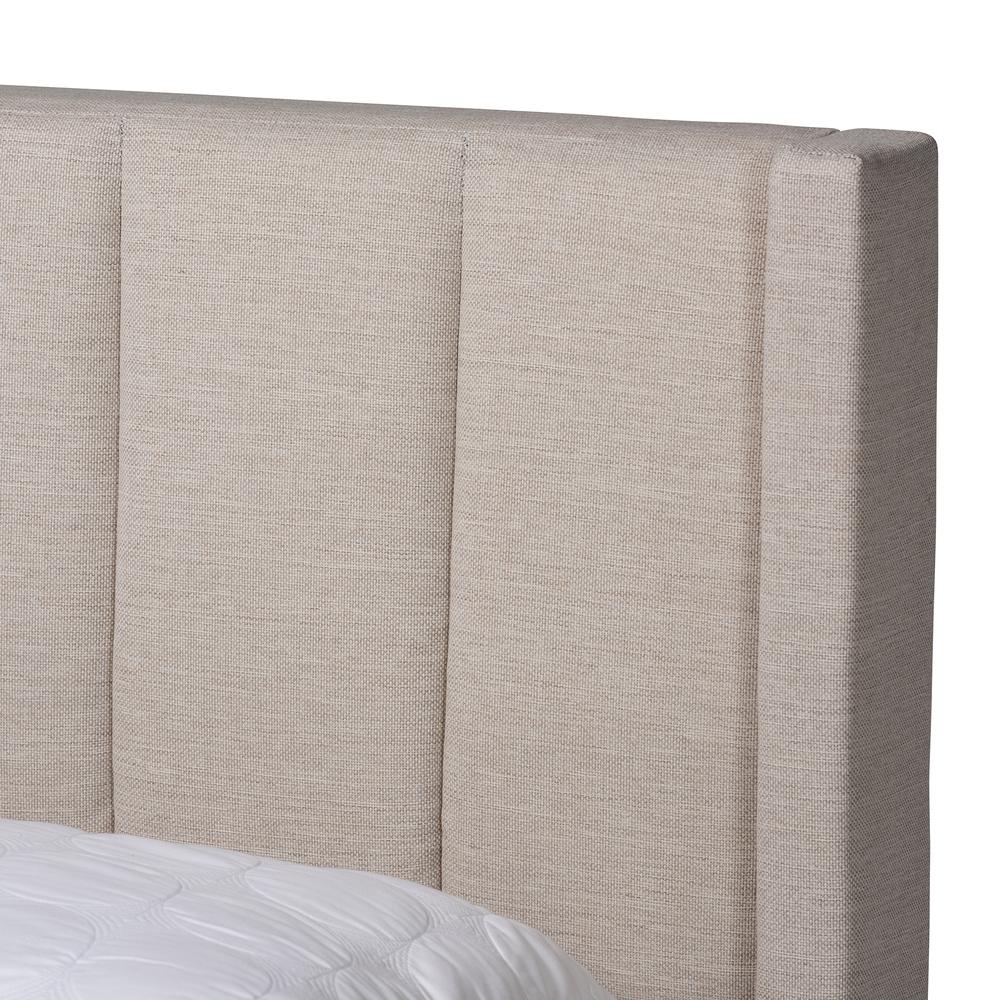Transitional Beige Fabric Queen Size 3-Drawer Storage Platform Bed. Picture 20