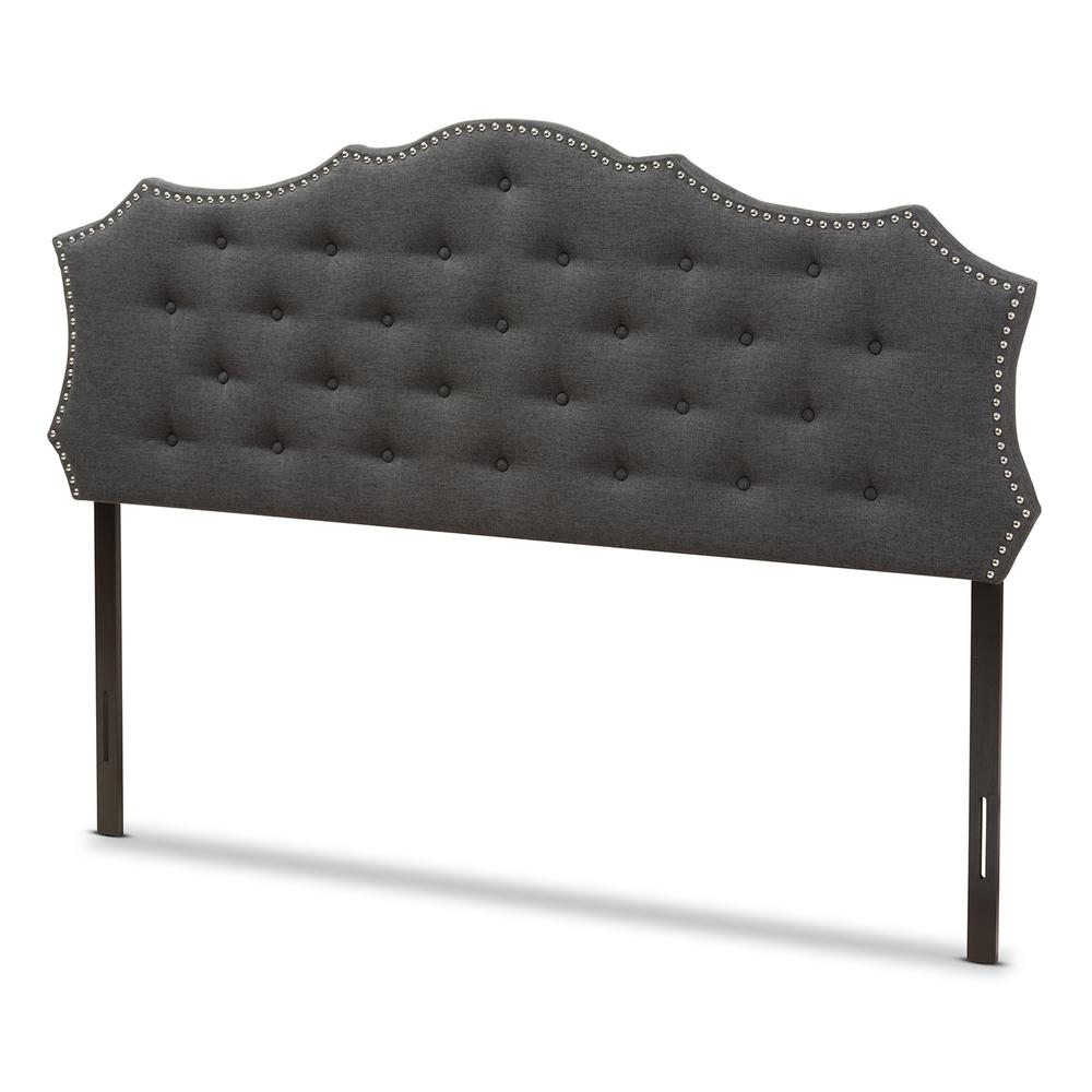 Aurora Modern and Contemporary Dark Grey Fabric King Size Headboard. Picture 7