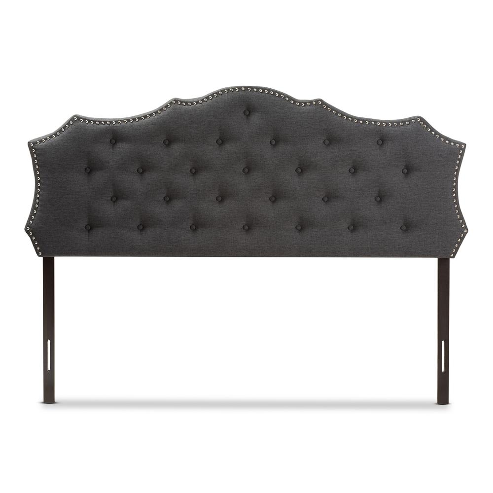 Aurora Modern and Contemporary Dark Grey Fabric King Size Headboard. Picture 8