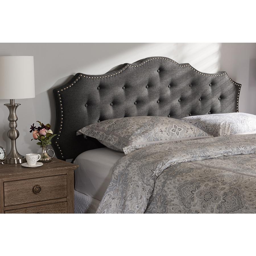 Aurora Modern and Contemporary Dark Grey Fabric King Size Headboard. Picture 4