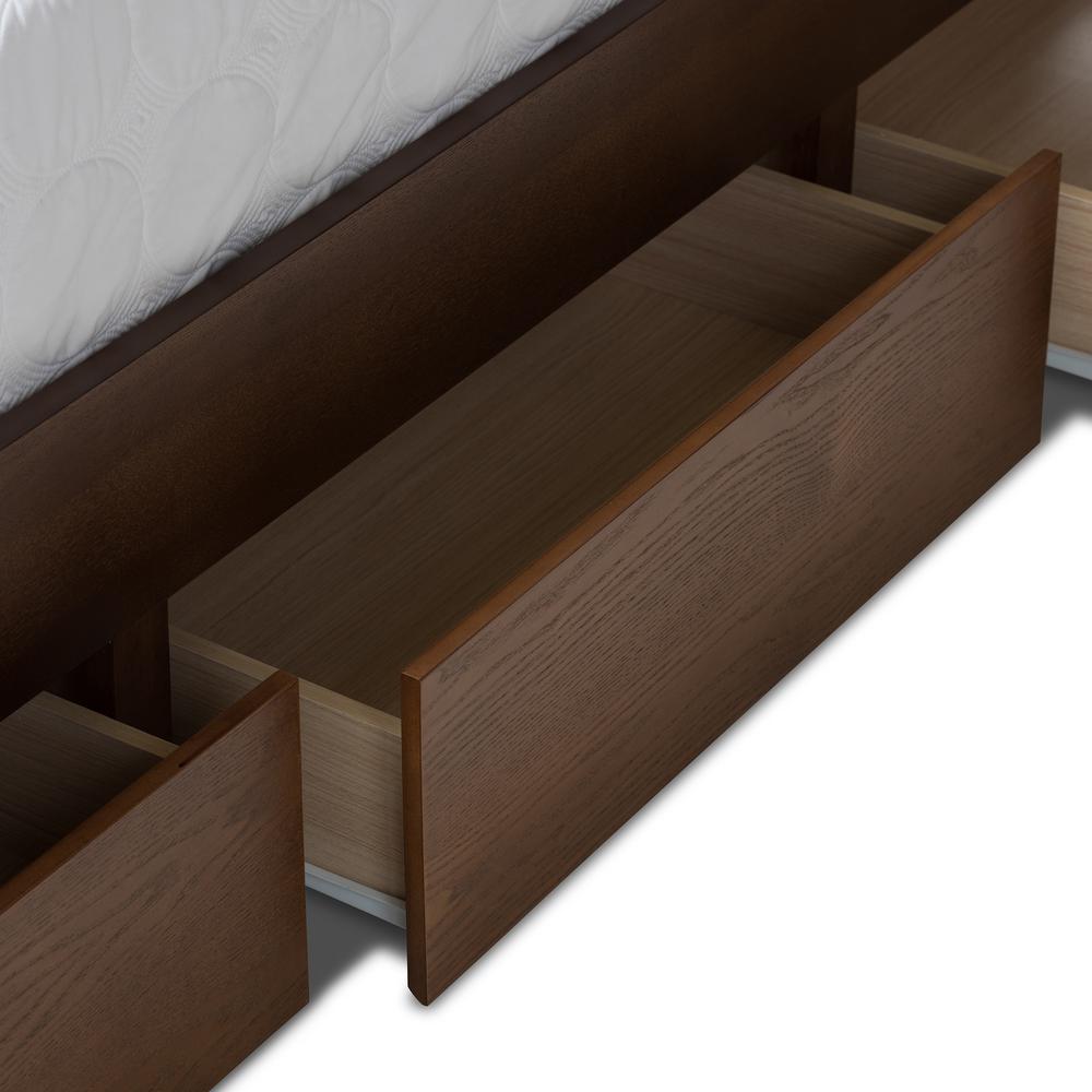 Raurey Modern and Contemporary Walnut Finished King Size Storage Platform Bed. Picture 20