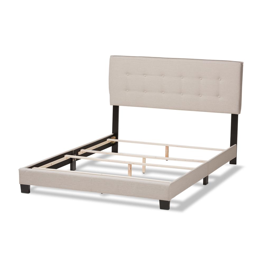 Audrey Modern and Contemporary Light Beige Fabric Upholstered Queen Size Bed. Picture 13