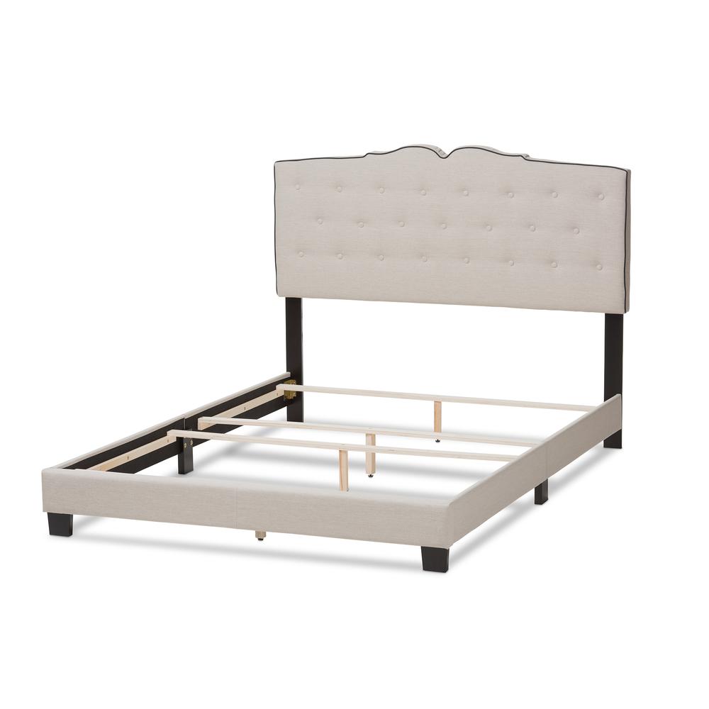 Vivienne Modern and Contemporary Light Beige Fabric Upholstered Queen Size Bed. Picture 13