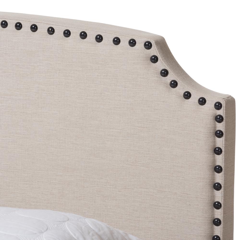 Odette Modern and Contemporary Light Beige Fabric Upholstered Queen Size Bed. Picture 14