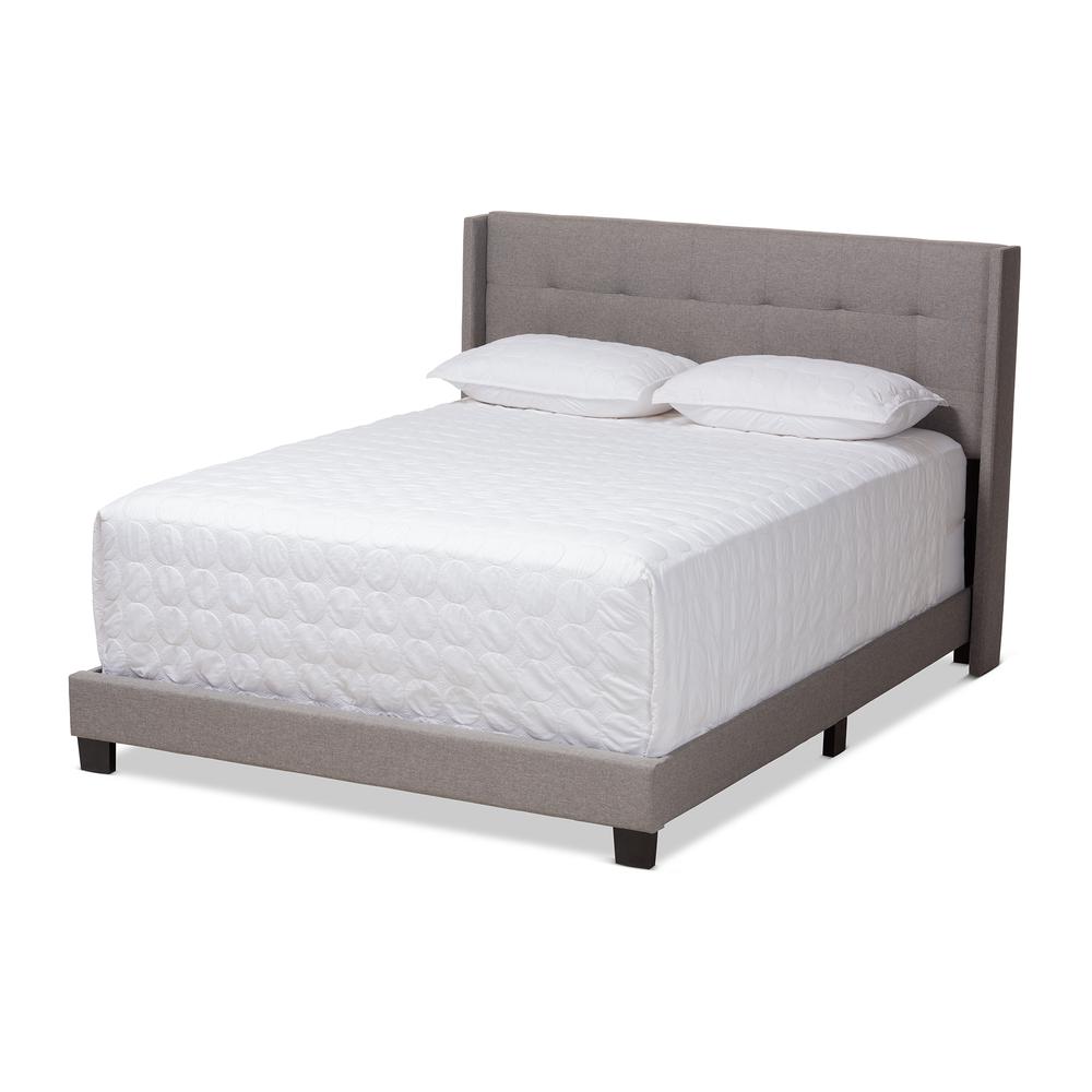Lisette Modern and Contemporary Grey Fabric Upholstered King Size Bed. Picture 8