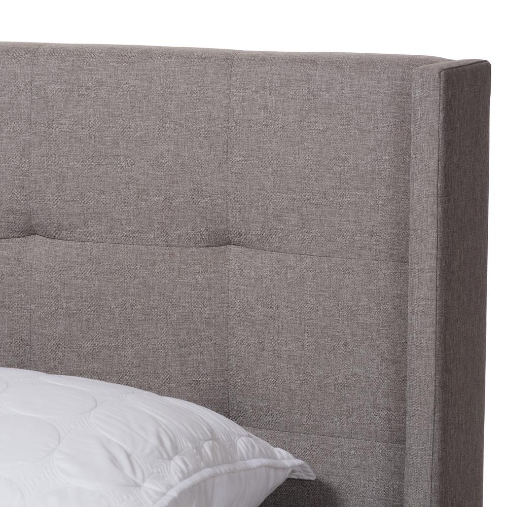 Lisette Modern and Contemporary Grey Fabric Upholstered King Size Bed. Picture 11