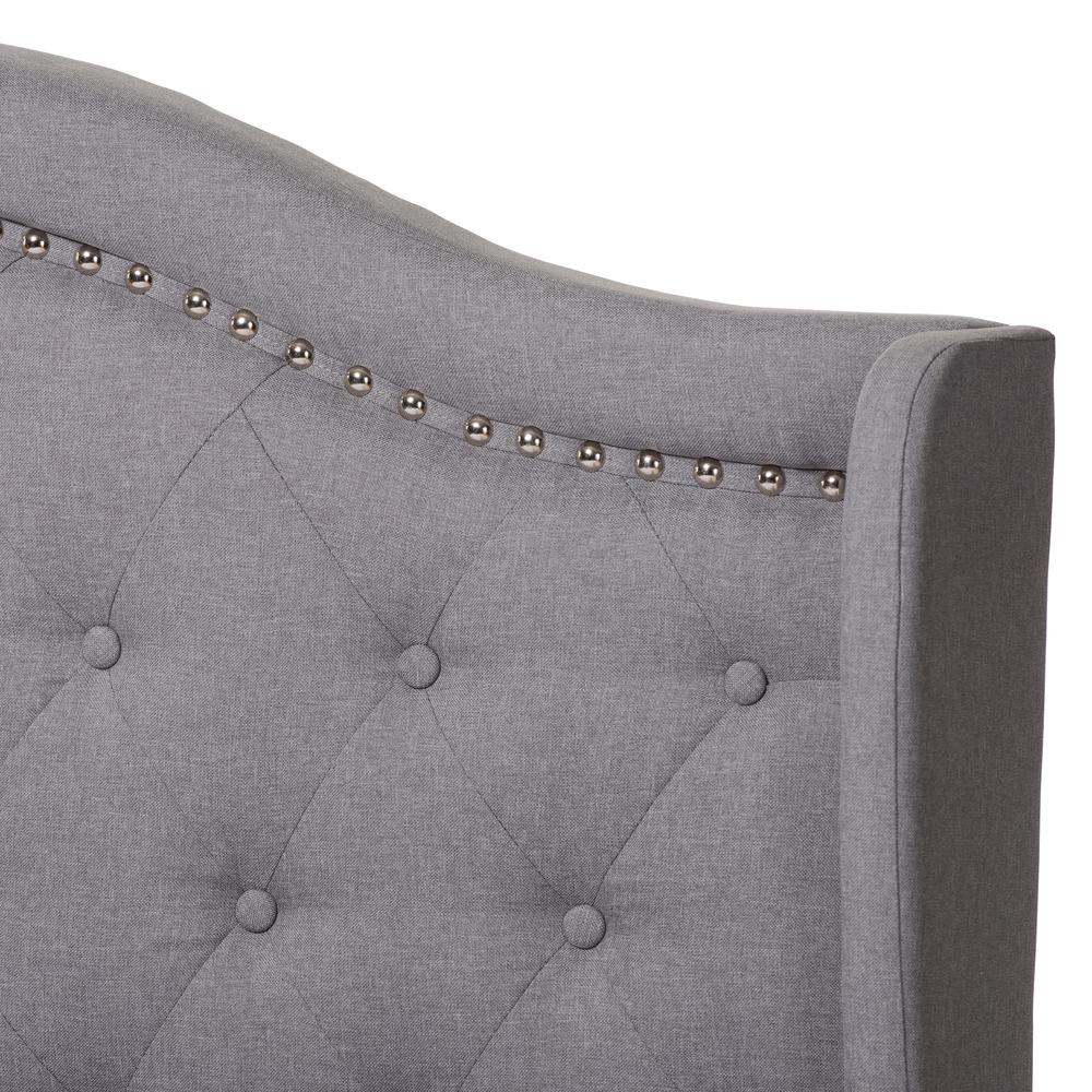 Aden Modern and Contemporary Grey Fabric Upholstered Queen Size Bed. Picture 14