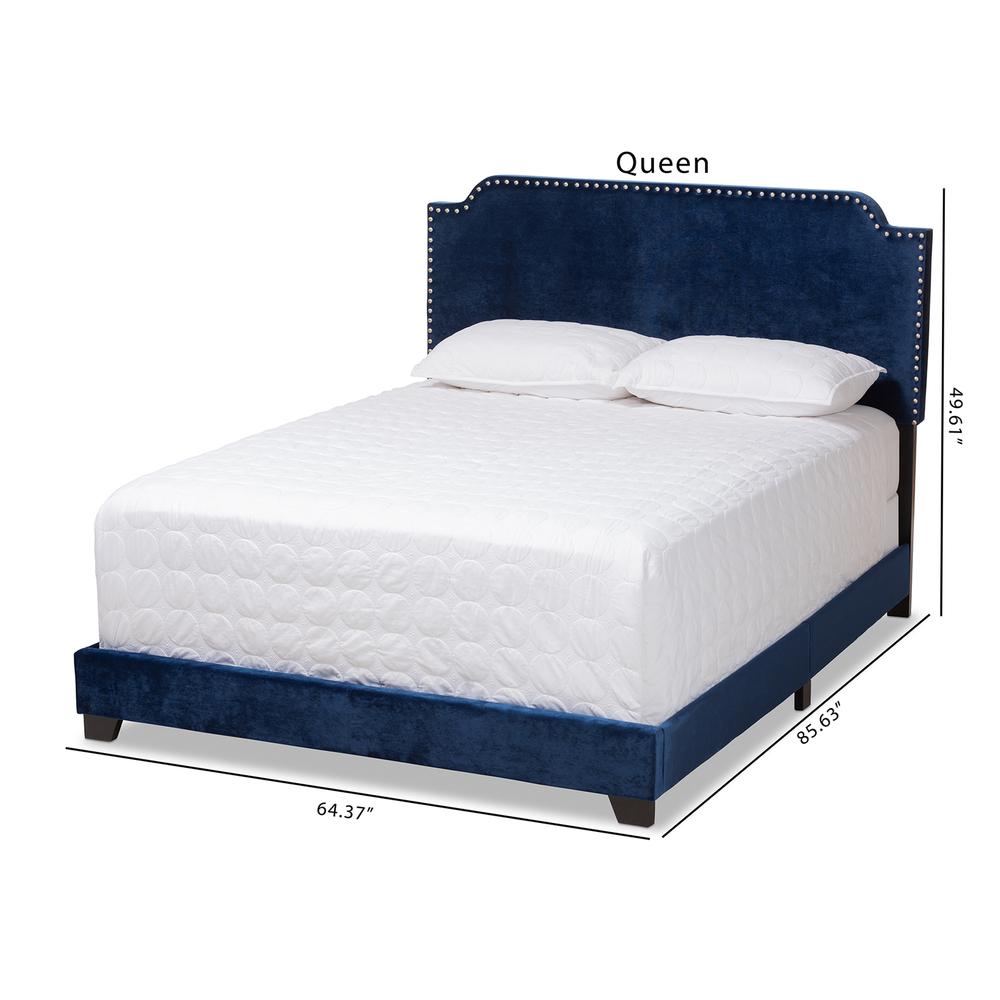 Baxton Studio Darcy Luxe and Glamour Navy Velvet Upholstered Queen Size Bed. Picture 19