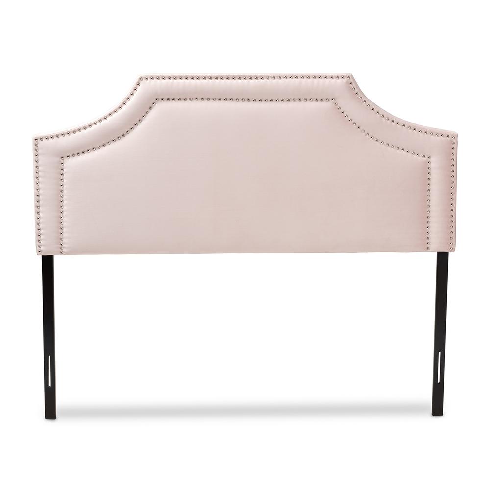 Light Pink Velvet Fabric Upholstered Queen Size Headboard. Picture 10