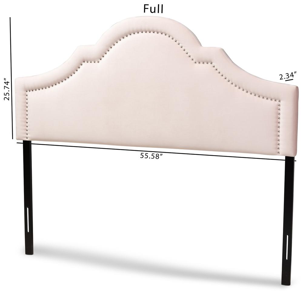 Light Pink Velvet Fabric Upholstered Queen Size Headboard. Picture 14
