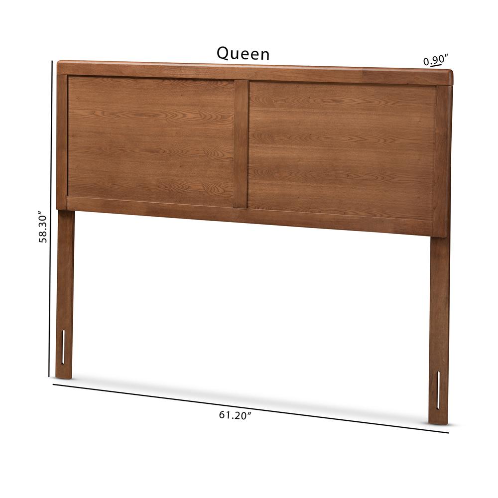 Raya Mid-Century Modern Walnut Brown Finished Wood Queen Size Headboard. Picture 15