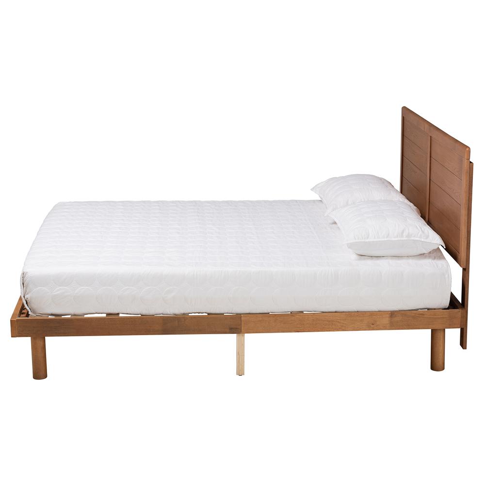 Daina Mid-Century Modern Ash Walnut Finished Wood Queen Size Platform Bed. Picture 13