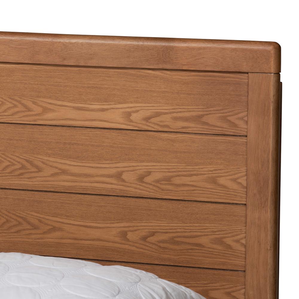 Daina Mid-Century Modern Ash Walnut Finished Wood Queen Size Platform Bed. Picture 15