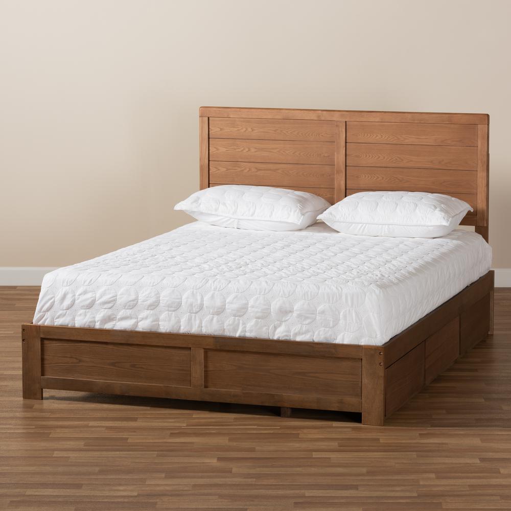 Walnut Brown Finished Wood Queen Size 3-Drawer Platform Storage Bed. Picture 22