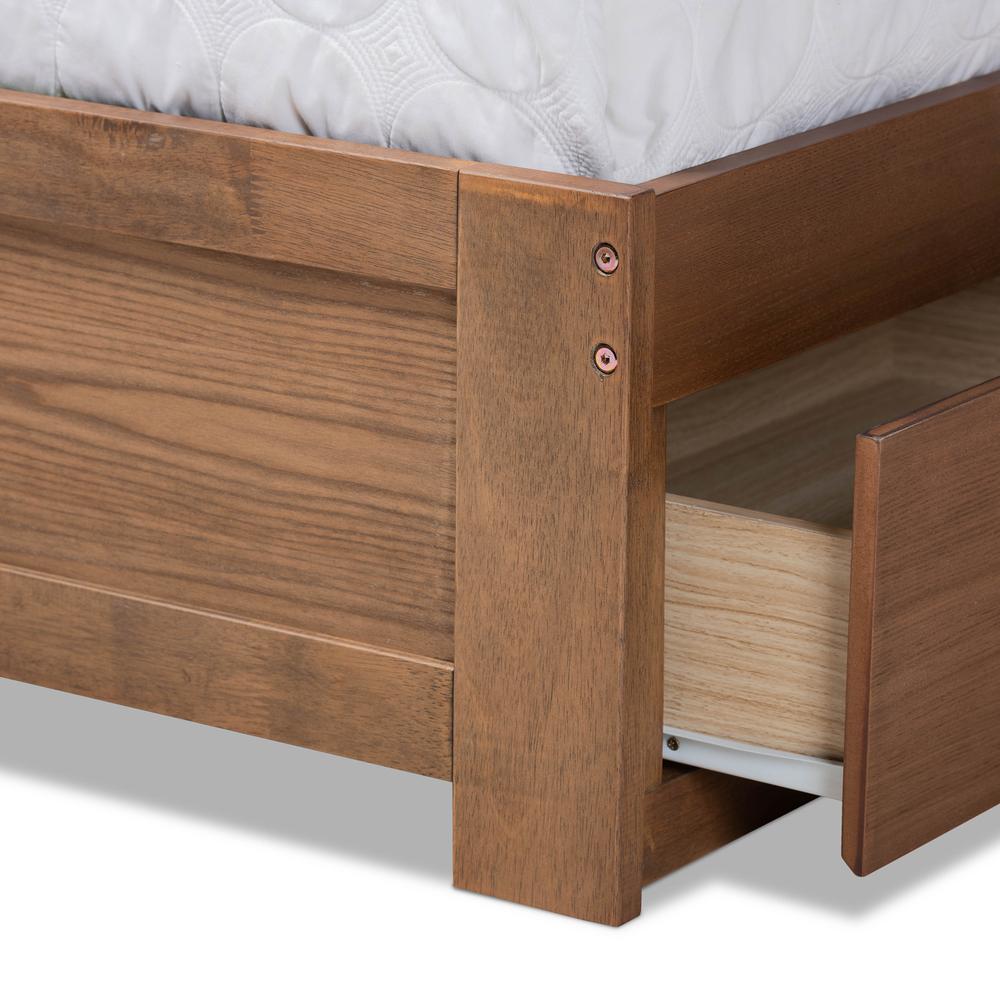 Walnut Brown Finished Wood Queen Size 3-Drawer Platform Storage Bed. Picture 19