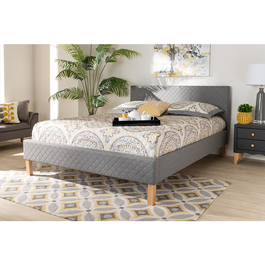 Aneta Modern and Contemporary Grey Fabric Upholstered King Size Platform Bed. Picture 19