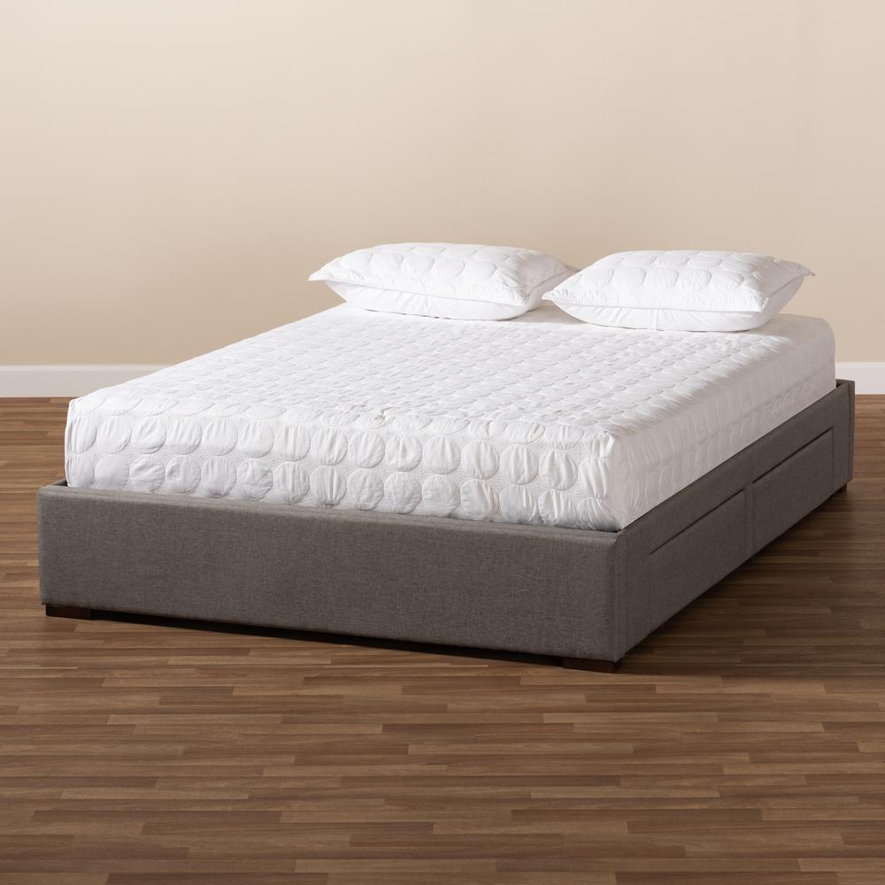 Light Grey Fabric Upholstered 4-Drawer King Size Platform Storage Bed Frame. Picture 19