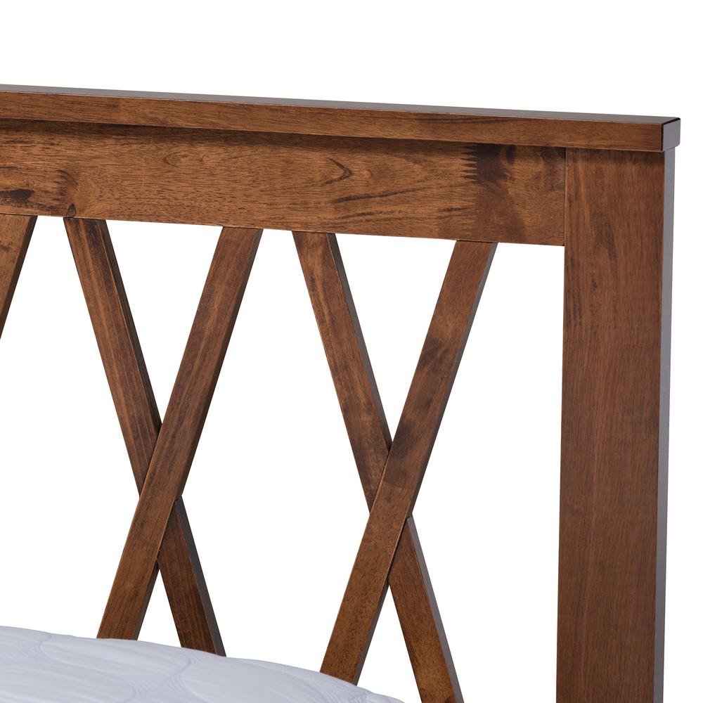 Baxton Studio Malene Mid-Century Modern Walnut Finished Wood Queen Size Platform Bed. Picture 15