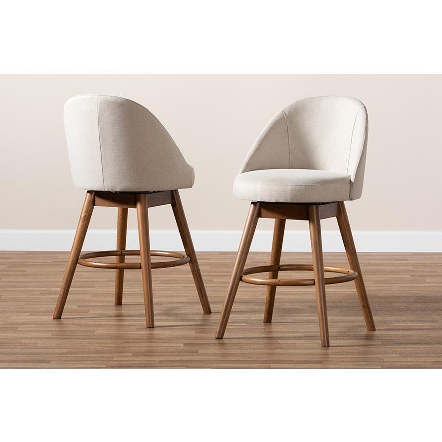 Walnut-Finished Wood Swivel Counter Stool Set of 2. Picture 17