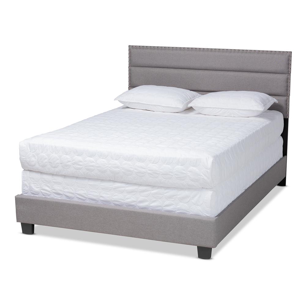 Ansa Modern and Contemporary Grey Fabric Upholstered Queen Size Bed. Picture 11