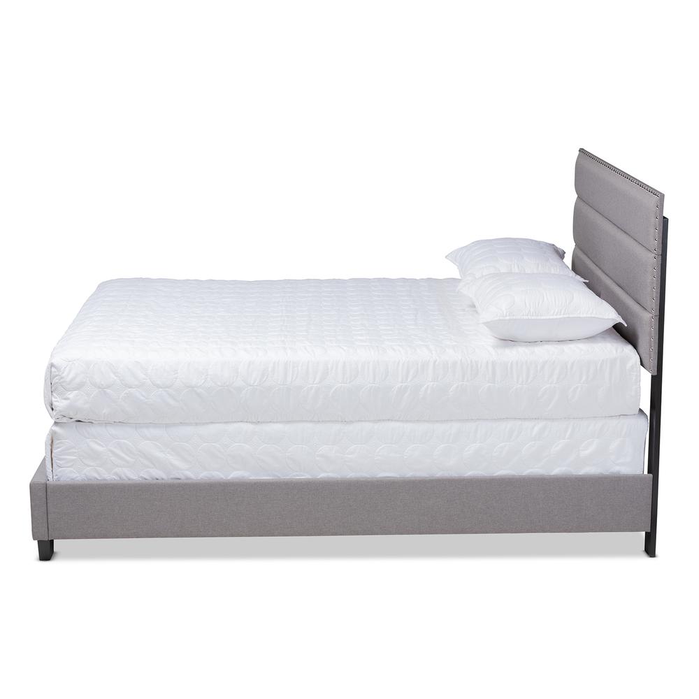 Ansa Modern and Contemporary Grey Fabric Upholstered Queen Size Bed. Picture 12