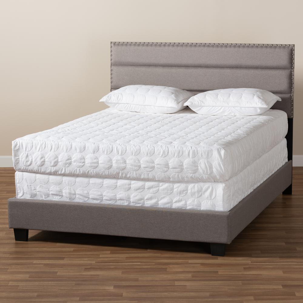 Ansa Modern and Contemporary Grey Fabric Upholstered Queen Size Bed. Picture 17
