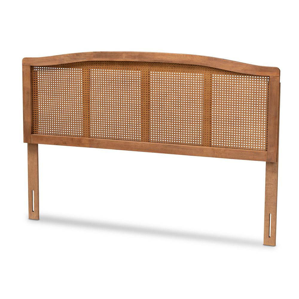 Baxton Studio Marieke Mid-Century Modern Ash Wanut Finished Wood and Synthetic Rattan Queen Size Headboard. Picture 11