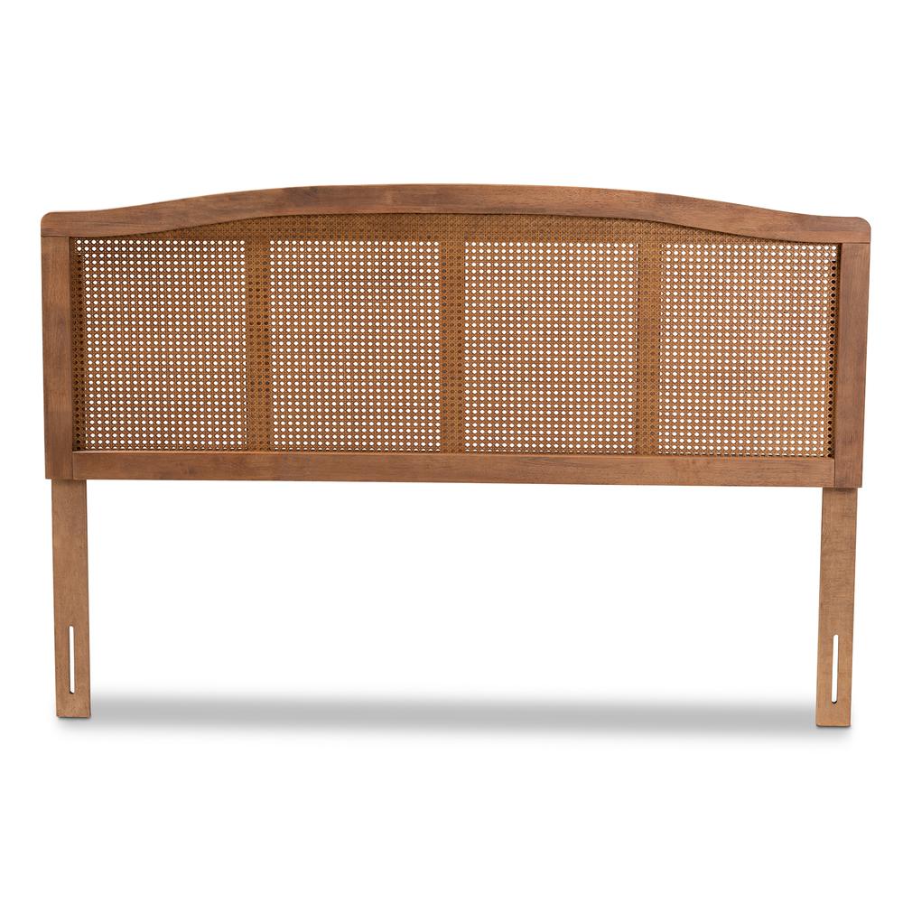Baxton Studio Marieke Mid-Century Modern Ash Wanut Finished Wood and Synthetic Rattan Queen Size Headboard. Picture 12