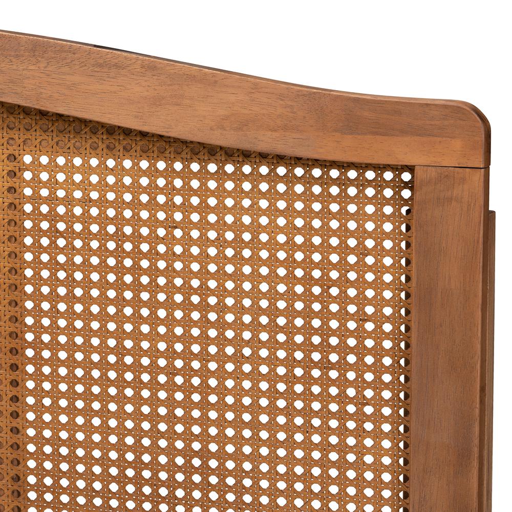 Baxton Studio Marieke Mid-Century Modern Ash Wanut Finished Wood and Synthetic Rattan Queen Size Headboard. Picture 13