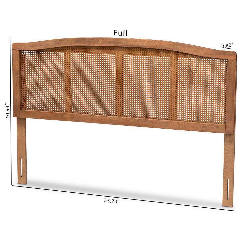 Baxton Studio Marieke Mid-Century Modern Ash Wanut Finished Wood and Synthetic Rattan Queen Size Headboard. Picture 16