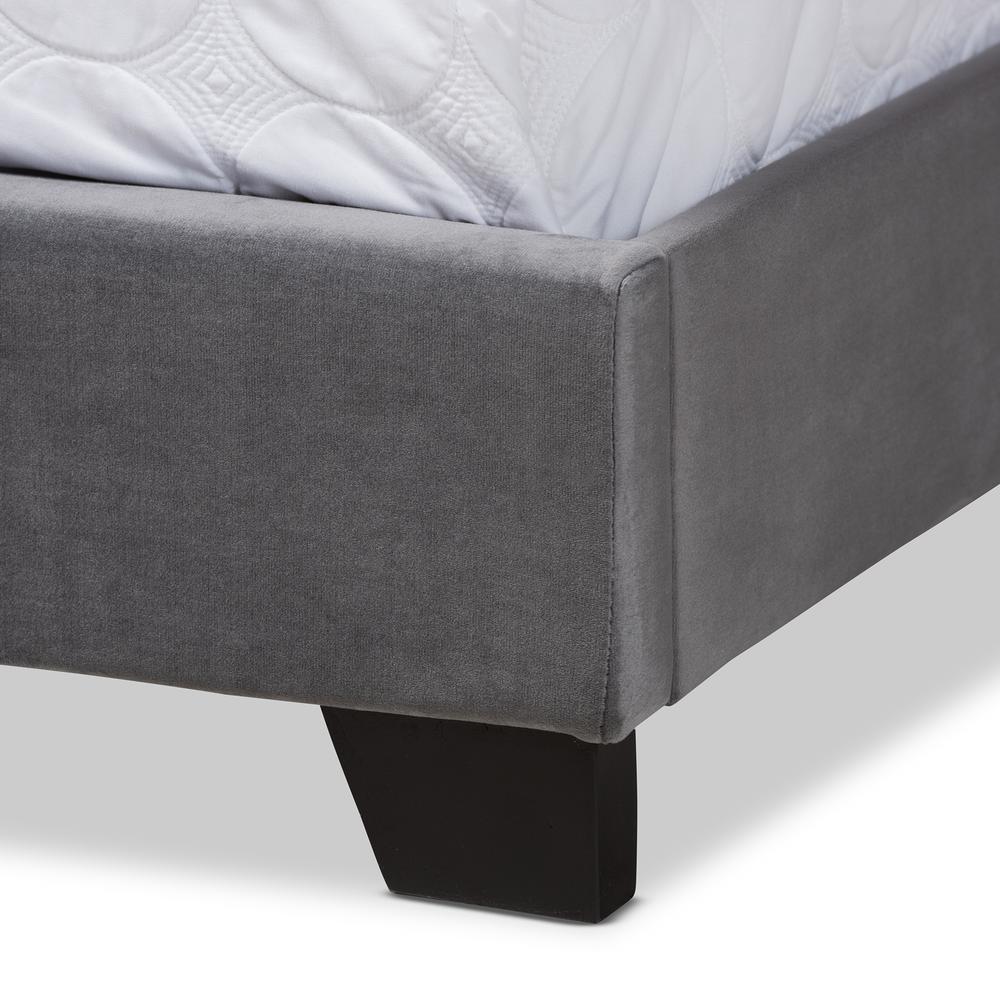 Baxton Studio Samantha Modern and Contemporary Grey Velvet Fabric Upholstered Queen Size Button Tufted Bed. Picture 16